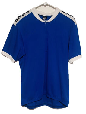 Canari Cycling Bike Jersey Mens XL Blue 1/4 Zip Logo Back Pockets Made In USA